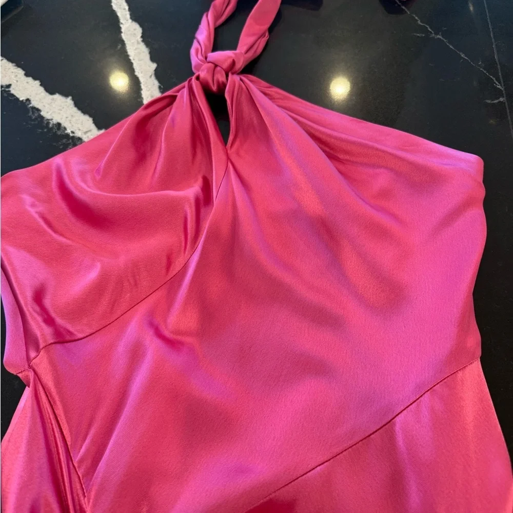 Ronny Kobo Collection Zadena Backless Vibrant Pink Maxi Halter Dress - Picture 11 of 15